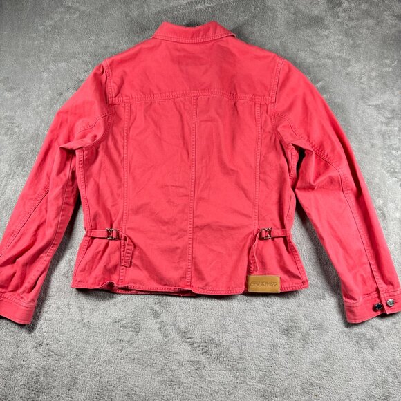 Jones New York Country Red Denim Jacket Women’s L Cotton Button Front - Picture 8 of 16